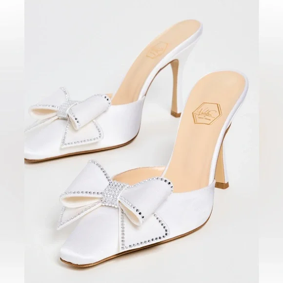 NWT Nalebe Dimante Satin Mule Heels - Picture 3 of 8